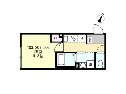 ベイルーム稲田堤SHARL(ワンルーム/3階)の間取り写真