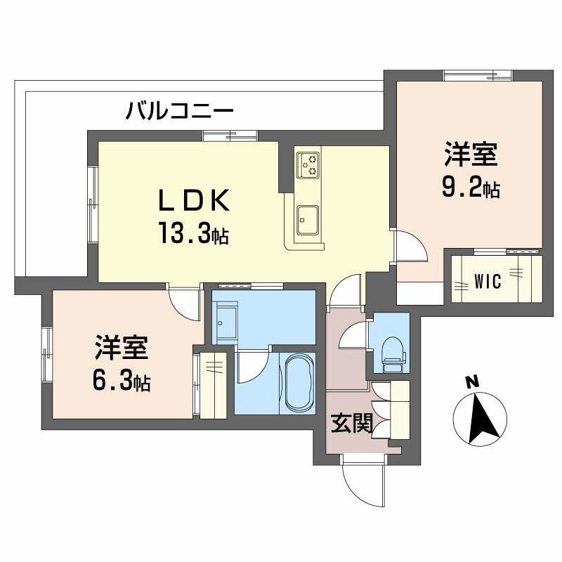 シャーメゾン東雲(2LDK/2階)の間取り写真