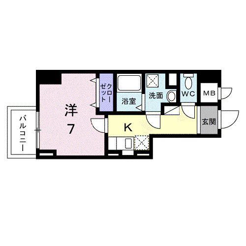 スアヴィス平塚八重咲(1K/8階)の間取り写真