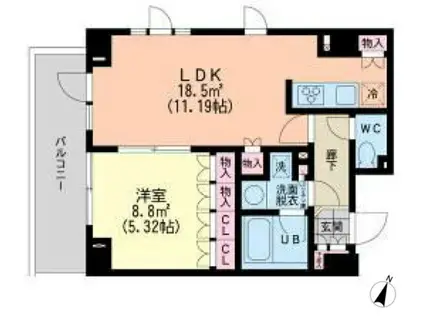 エスティメゾン新中野(1LDK/3階)の間取り写真