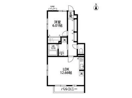 アンプルール リーブル ソレアードII(1LDK/1階)の間取り写真