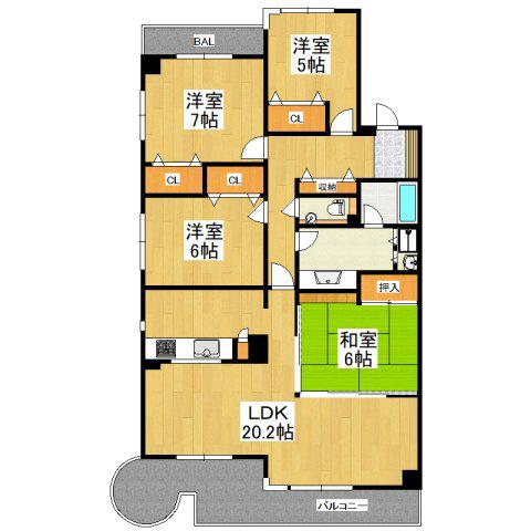 光明池アーバンライフ(4LDK/7階)の間取り写真