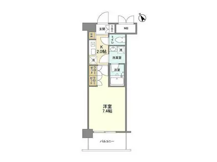 サンハイム鶴見(1K/2階)の間取り写真