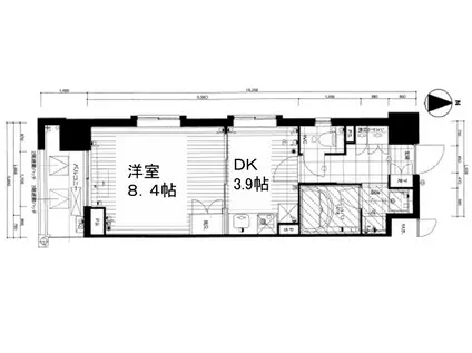 ベラジオ五条堀川(1DK/10階)の間取り写真