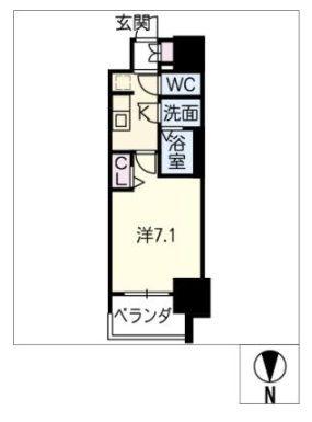 プレサンス桜通ベルノ(1K/3階)の間取り写真