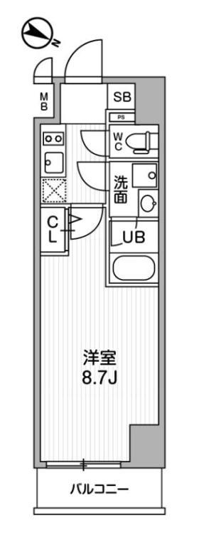 ALTERNA北品川 オルタナ北品川(1K/8階)の間取り写真