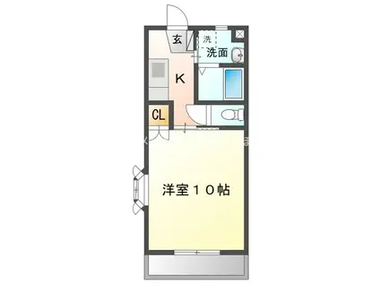 セゾン・フルール(1K/3階)の間取り写真