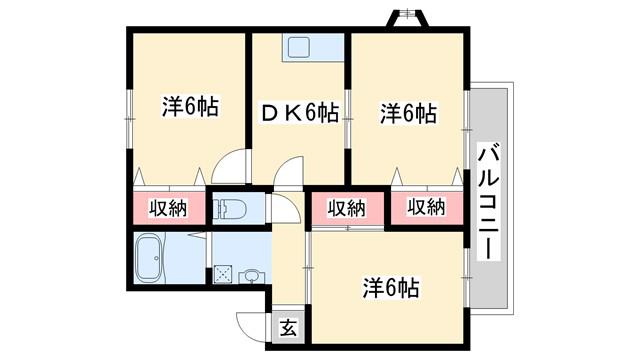 グランメゾン・I B棟(3DK/1階)の間取り写真