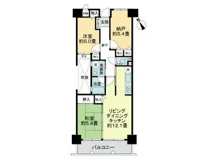 ライオンズマンション学園前第2(2SLDK/7階)の間取り写真