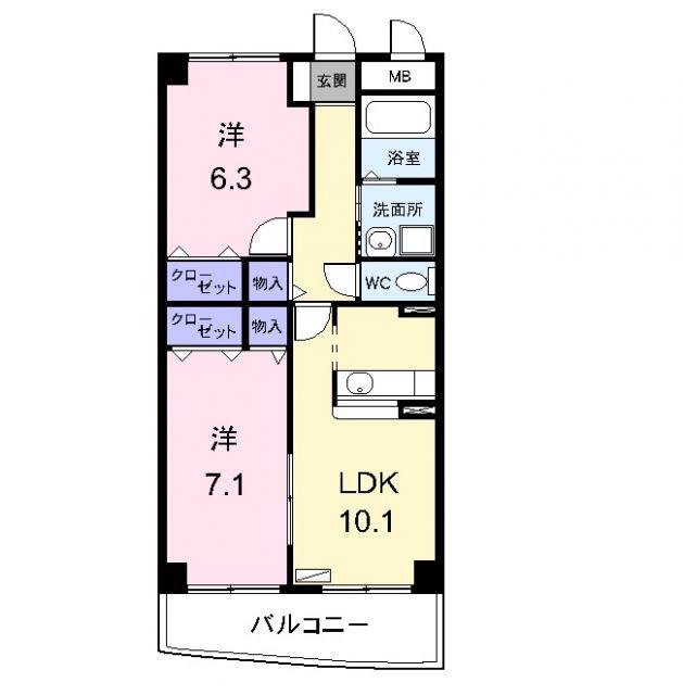 ブルージュ(2LDK/3階)の間取り写真