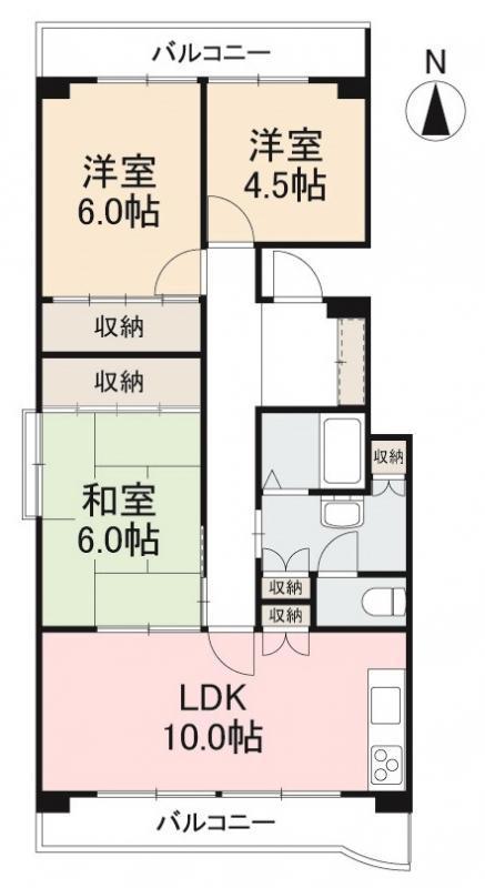 番町ハイム(3LDK/5階)の間取り写真