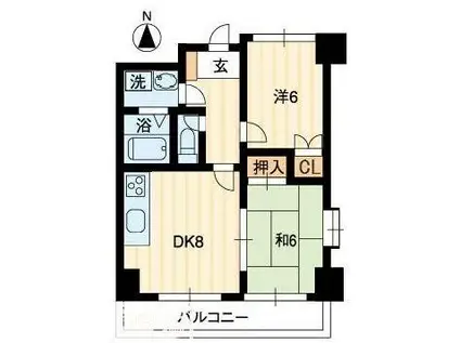 ホープスエイシ(2DK/2階)の間取り写真