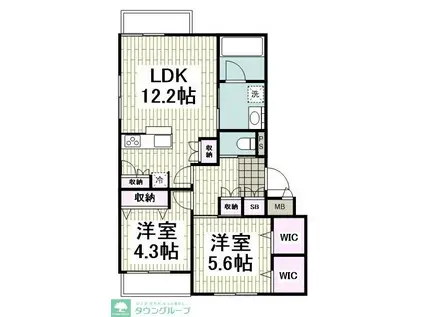 BELLE CLOCHETTE(2LDK/2階)の間取り写真