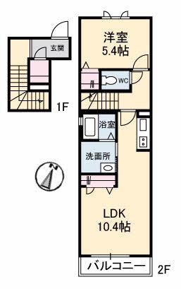 シャーメゾンベルブランシュ(1LDK/2階)の間取り写真
