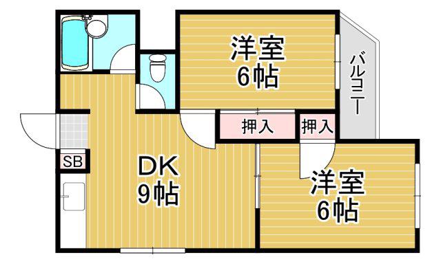 ホワイトレジデンス(2DK/3階)の間取り写真