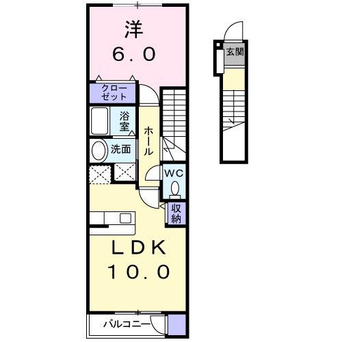 エスペランサ(1LDK/2階)の間取り写真