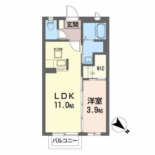 シャーメゾン川内(1LDK/1階)の間取り写真