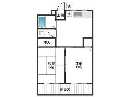 メゾン・ド・イワイ(2DK/1階)の間取り写真