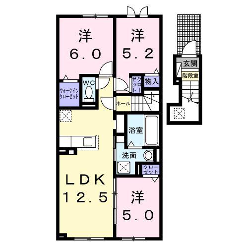 ドリーム江別II(3LDK/2階)の間取り写真