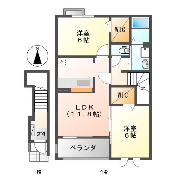 ブリッサ D(2LDK/2階)の間取り写真