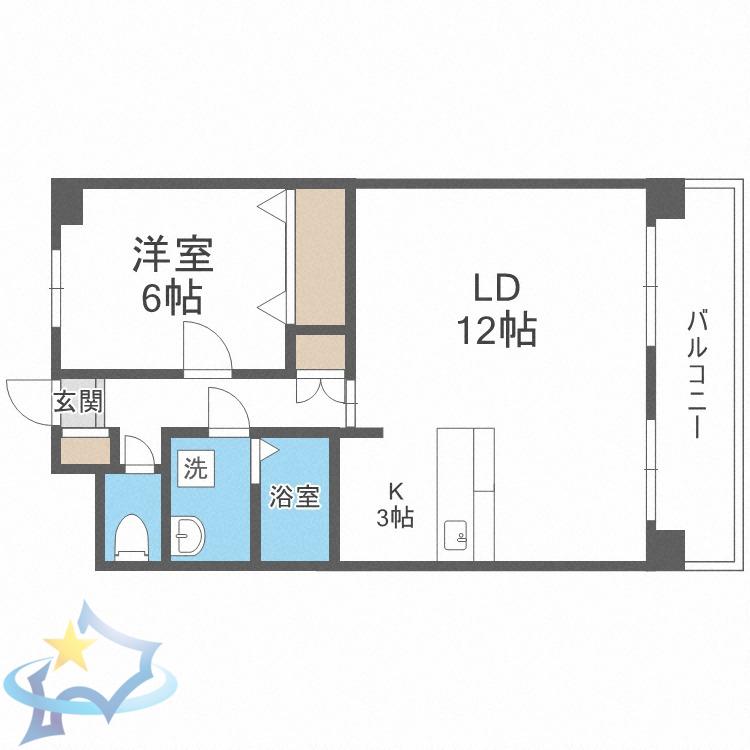 RAFILIA SAPPORO(1LDK/1階)の間取り写真