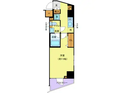 LEXE長原(1K/4階)の間取り写真