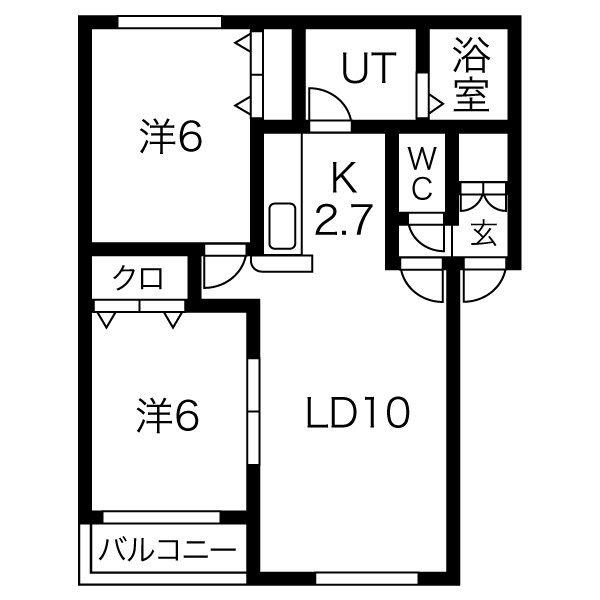 グランボヌールIII(2LDK/2階)の間取り写真
