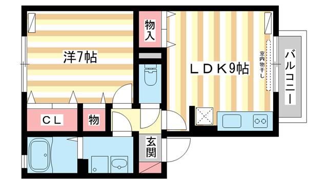 エミネンスB(1LDK/2階)の間取り写真