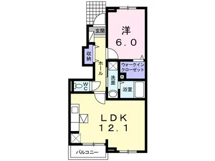 オーチャード ビレッジB(1LDK/1階)の間取り写真