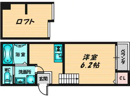 エトワール今里(1SK/2階)の間取り写真