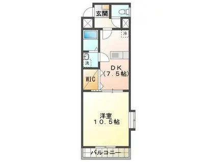 タウンエステート西浦(1DK/6階)の間取り写真