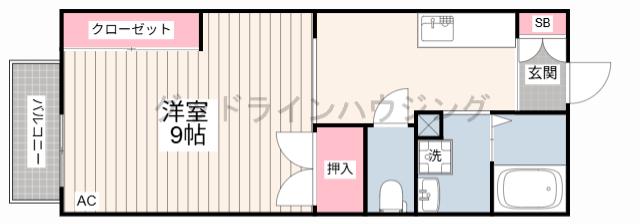 コンフォートハイツ滝野(ワンルーム/2階)の間取り写真