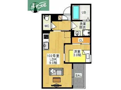 REGALEST 下伊福V(1LDK/2階)の間取り写真