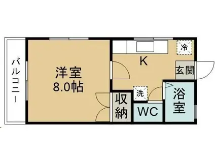 北仙台学生限定アパート(1K/2階)の間取り写真