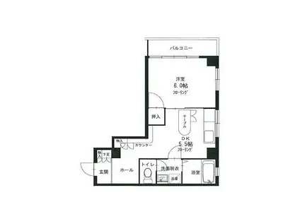 ニューハイツ南雪谷(1DK/2階)の間取り写真