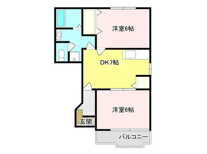 ストーンヒル III(2DK/1階)の間取り写真