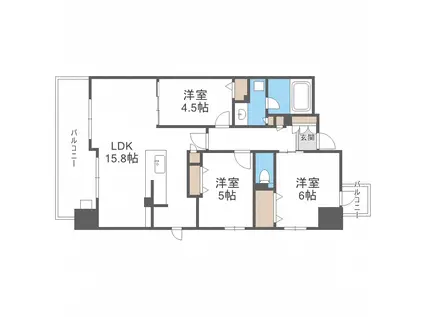 プレサンスロジェ呉服町(3LDK/10階)の間取り写真