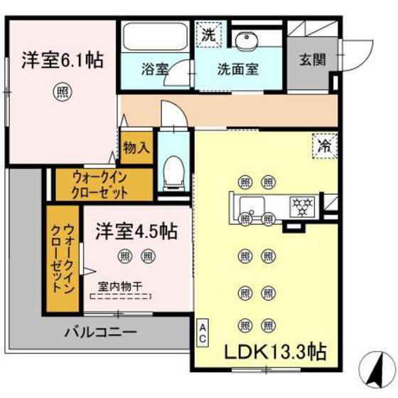 フィオーレ(2LDK/2階)の間取り写真