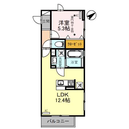 グランドソレーユ三日町(1LDK/3階)の間取り写真
