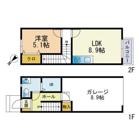 G.ROSSO(1LDK/1階)の間取り写真