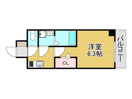 ファーストフィオーレ京橋ブレイニー(1K/6階)の間取り写真