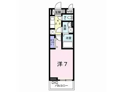 サンライズ国分寺A(1K/3階)の間取り写真