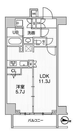 ジェノヴィア三ノ輪スカイガーデン(1LDK/10階)の間取り写真