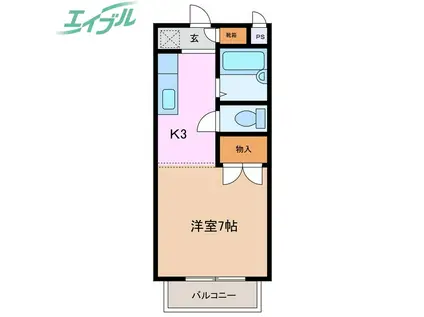 ルミエール塩浜(1K/2階)の間取り写真