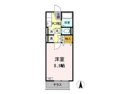 ドルフK(1K/1階)の間取り写真