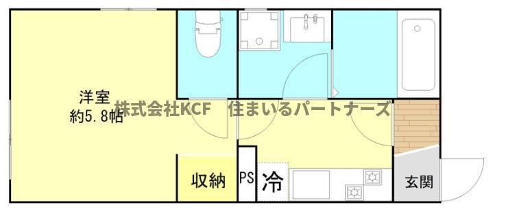 ラシックランテ上津町(1K/1階)の間取り写真