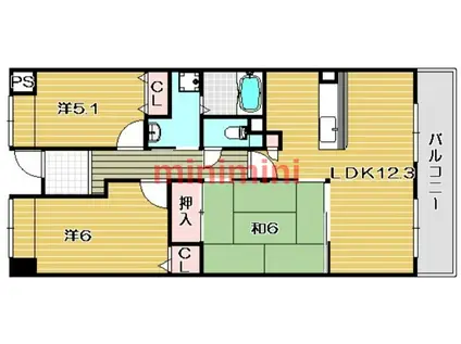 ソアール(3LDK/3階)の間取り写真