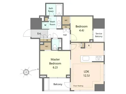 クラッシィハウス神田美土代町(2LDK/10階)の間取り写真