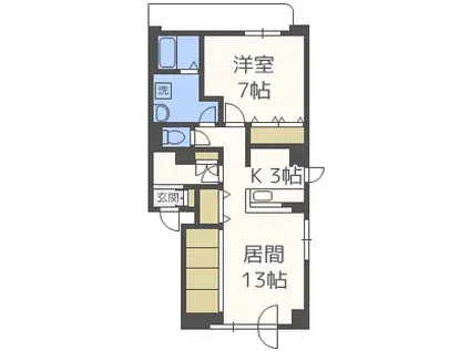 クレア東札幌(1LDK/2階)の間取り写真