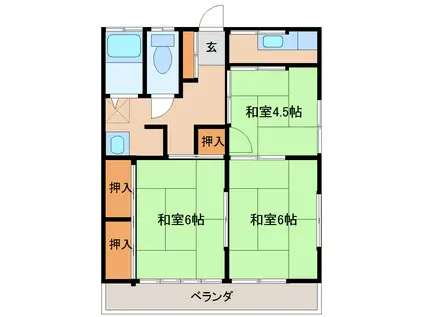剣持コーポB棟(3K/2階)の間取り写真